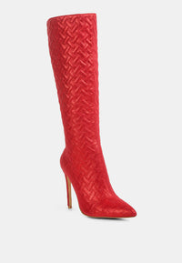 Tinkles Embossed High Heeled Calf Boots by Ruw.