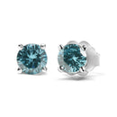 14K Gold 1/2 Cttw Aqua Blue Diamond Screw-Back 4-Prong Classic Stud Earrings (Color Treated, I2-I3).