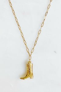 Golden Cowgirl Boot Necklace.