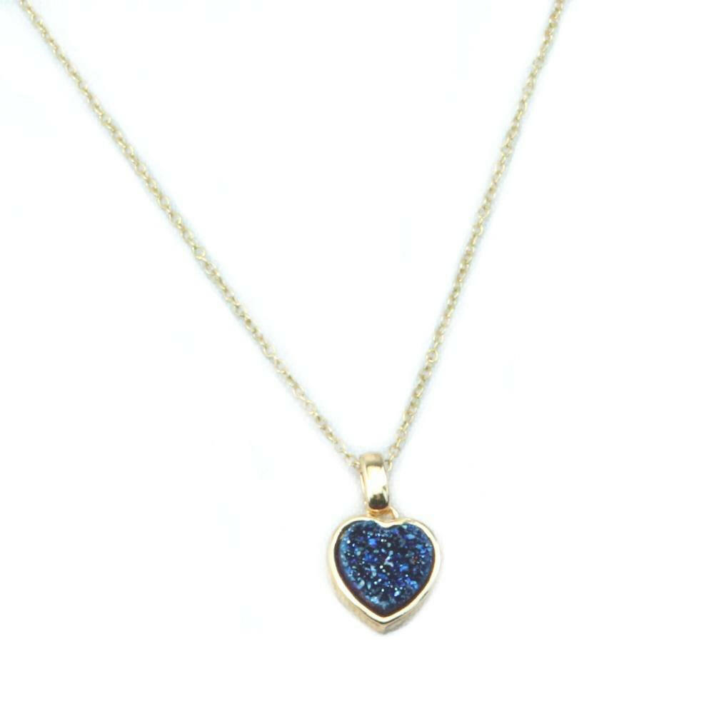 Olivia Heart Druzy Necklace.