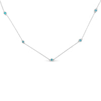 Sterling Silver Treated Diamond by Yard Necklace (1/2 Cttw, Blue Color, I2-I3 Clarity).