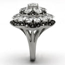 High Polished (No Plating) Stainless Steel Ring With AAA Grade CZ in Clear