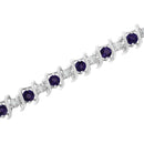 .925 Sterling Silver Lab-Grown Birthstone and 1/6 Cttw Round Diamond Tennis Bracelet (H-I Color, I1-I2 Clarity)