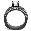 TK1175LJ IP Light Black  (IP Gun) Stainless Steel Ring With AAA Grade CZ in Clear.