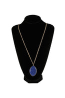 Natural Stone Wrap Oval Pendant Chain Necklace.