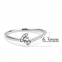 DA152 High Polished (No Plating) Stainless Steel Ring With AAA Grade CZ in Clear