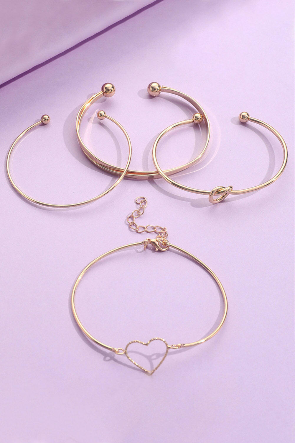 Gold Love Geometric Cross Bracelet 4-Piece Set