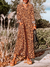 Leopard Buttoned Maxi Dress