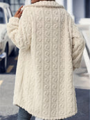 Fuzzy Button Up Long Sleeve Longline Coat.