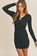 Mable Button Up Ribbed Mini Shirt Dress.