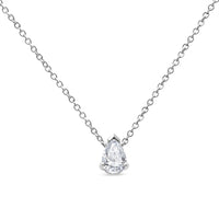 14K White Gold 1/2 Cttw Lab Grown Pear Shape Solitaire Diamond Pendent 18" Necklace (F-G Color, VS2-SI1 Clarity).