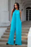 Double Take Full Size Tie Back Cutout Sleeveless Jumpsuit.