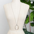 Sleek Oval Pendant Long Necklace.