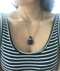 Lapis Lazuli Heart Chain Necklace.