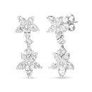 18k White Gold 6.0 Cttw Marquise Diamond Floral Dangle Drop Earrings (E-F Color, VS1-VS2 Clarity).