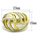 TK1627 IP Gold(Ion Plating) Stainless Steel Ring With AAA Grade CZ in Clear