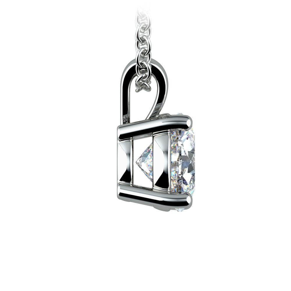 1.50 Ctw Prong Set Round Lab Grown Diamond Pendant in White /Yellow Gold G-Vs.