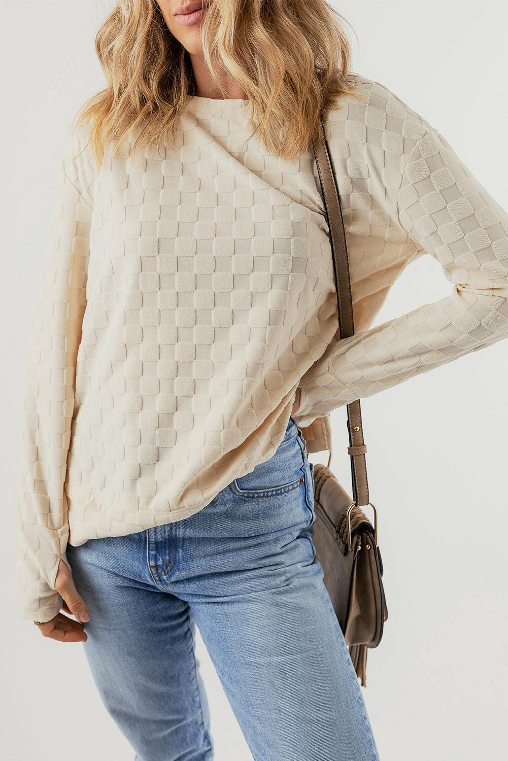 Tiffany Textured Thumbhole Sleeve Top.