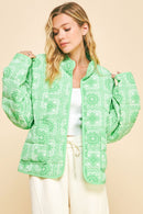 Davi & Dani Vintage Print Open Front Jacket with Pockets.