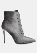 Velvet High Heeled Velvet Boots by RUW.