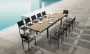 HIGOLD Heck 12+1 Pieces FSC Teak Aluminum Outdoor Dining Set for 12 Person, Extendable Table and Stackable Chair, Charcoal Black.