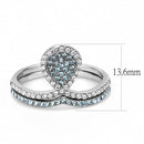 High Polished (No Plating) Stainless Steel Ring With AAA Grade CZ in Sea Blue