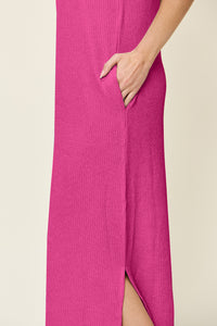 Double Take Full Size Texture Mock Neck Sleeveless Maxi Dress