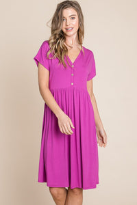 BOMBOM V-Neck Short Sleeve Dress.