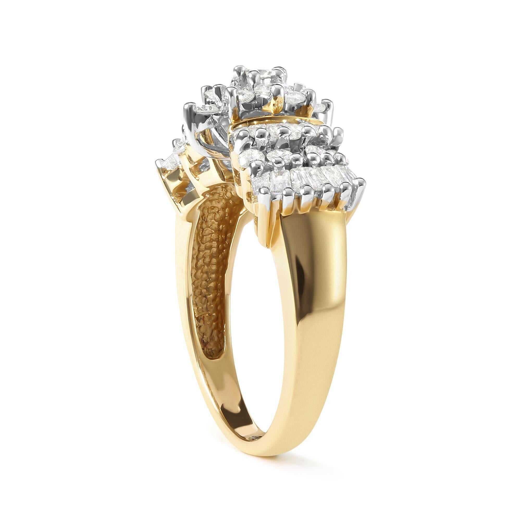 10K Yellow Gold 1.00 Cttw Diamond Starburst Ring Band (H-I Color, I1-I2 Clarity).