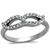 TK2122 High Polished (No Plating) Stainless Steel Ring With Top Grade Crystal in Clear.