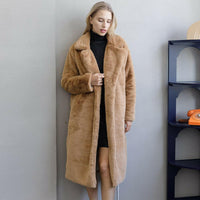 Female Winter Plush Thick Warm Loose Women Faux Rabbit Fur Coat.