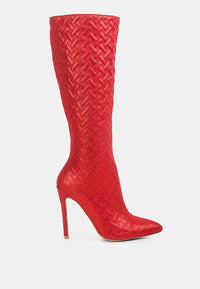 Tinkles Embossed High Heeled Calf Boots by Ruw.