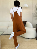 Double Take Full Size Sleeveless V-Neck Pocketed Jumpsuit.