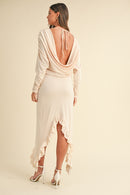 Mable Backless Asymmetric Ruffle Hem Dress.