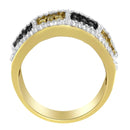 14KT Yellow Gold Champagne, Yellow and Round Diamond Band Ring (1 1/2 Cttw, H-I Color, I1-I2 Clarity).