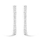 14K White Gold Natural Princess Cut Diamond Inside Out Hoop Earrings (G-H Color, SI2-I1 Clarity).