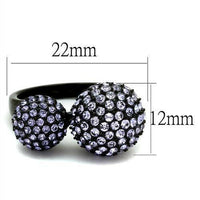 TK2285 IP Black(Ion Plating) Stainless Steel Ring With Top Grade Crystal in Multi Color.