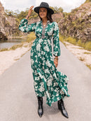 Printed Notched Neck Maxi Dress