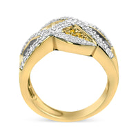 14K Yellow Gold 3/4 Cttw Champagne, Yellow and Round-Cut Diamond Ring (I-J Color, I2-I3 Clarity).