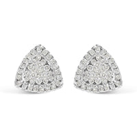 14K White Gold 1/2 Cttw Trillion Shaped Diamond Stud Earrings (H-I Clarity, SI2-I1 Color).