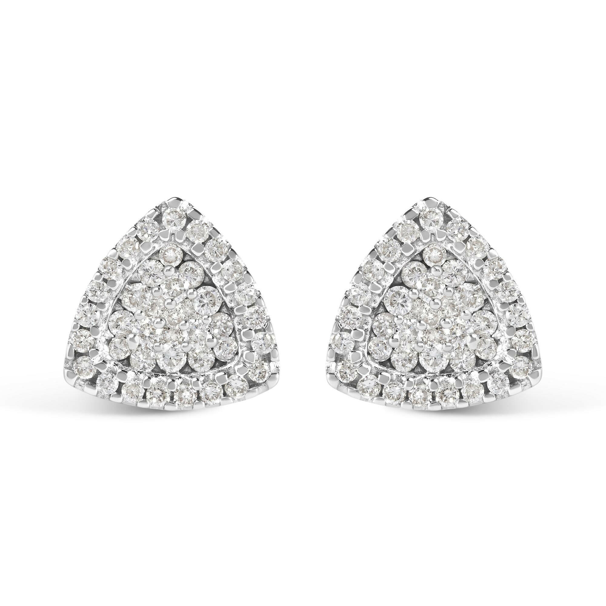 14K White Gold 1/2 Cttw Trillion Shaped Diamond Stud Earrings (H-I Clarity, SI2-I1 Color)