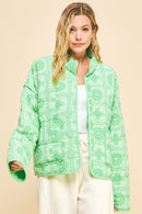 Davi & Dani Vintage Print Open Front Jacket with Pockets.