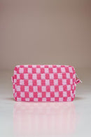 Zenana Checkered Pattern Knitted Cosmetic Pouch.