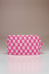 Zenana Checkered Pattern Knitted Cosmetic Pouch.