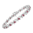 .925 Sterling Silver Lab-Grown Birthstone and 1/6 Cttw Round Diamond Tennis Bracelet (H-I Color, I1-I2 Clarity)