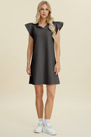 Double Take Full Size Ruffled V-Neck Cap Sleeve Dress.