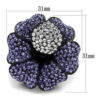 IP Black(Ion Plating) Stainless Steel Ring With Top Grade Crystal in Tanzanite