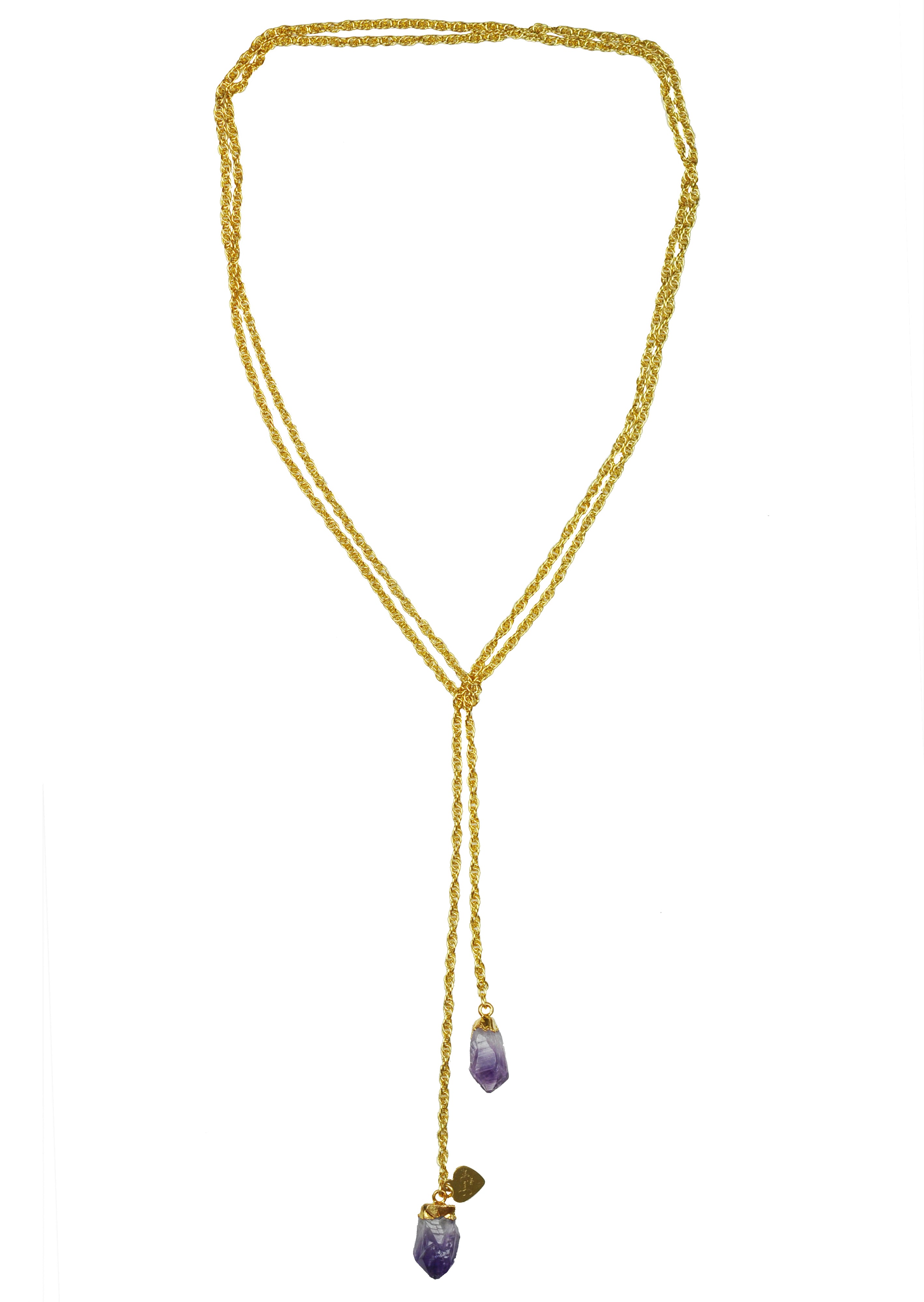 Amethyst Druzy Lariat Necklace