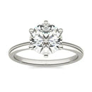 2 CTW Round Lab Grown Diamond Six Prong Solitaire Engagement Ring - G-Vs Clarity, IGI Certified, 14K White Gold.