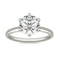 2 CTW Round Lab Grown Diamond Six Prong Solitaire Engagement Ring - G-Vs Clarity, IGI Certified, 14K White Gold.